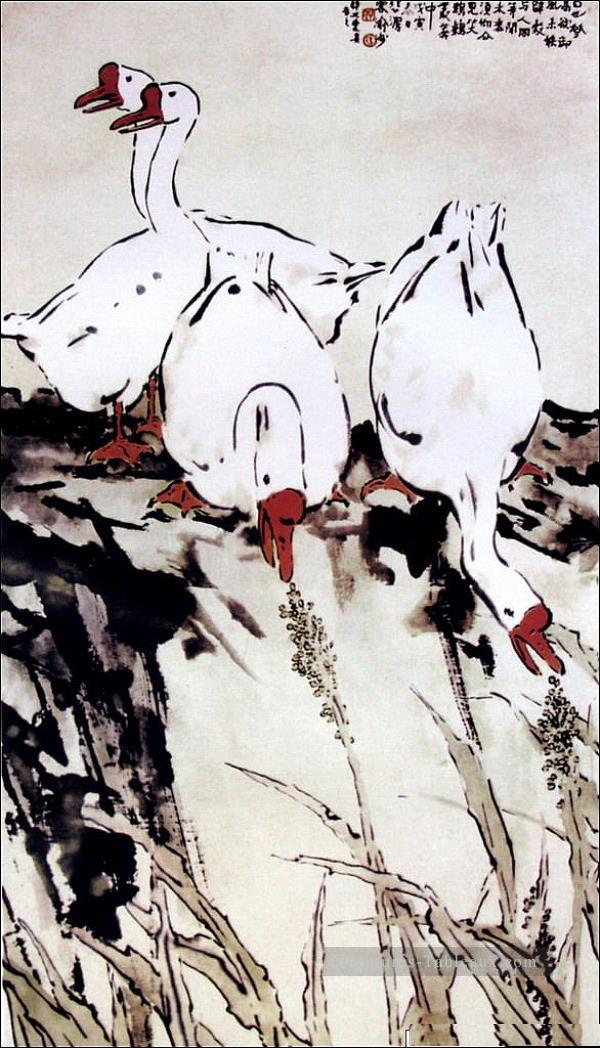 Xu Beihong geese chinois traditionnel Peintures à l'huile